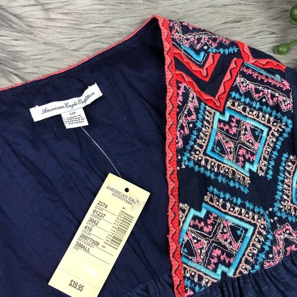 American Eagle Embroidered Pleated Open Cardigan - Picture 2 of 4